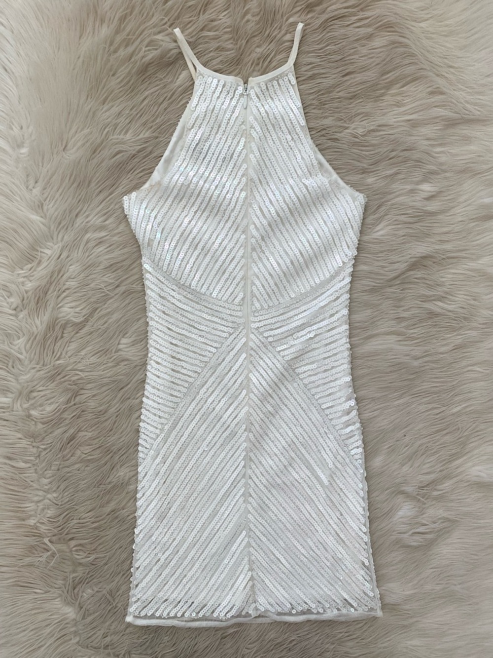 Lulus White Sequin Ace of Spades Bodycon Dress Sleeveless Cocktail Graduation S - Picture 8 of 15
